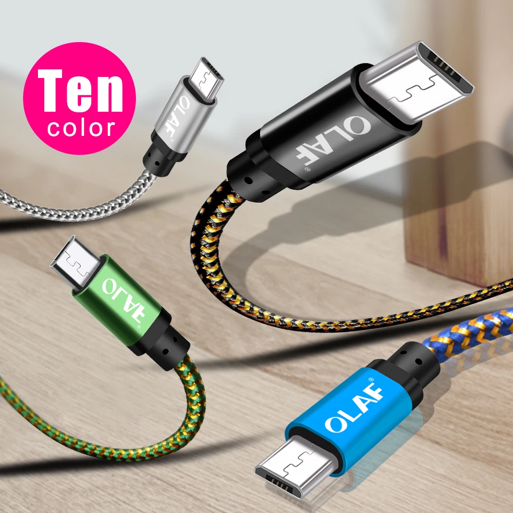 Olaf нейлоновый Плетеный Micro USB кабель 1 м/2 м/3 м Синхронизация данных зарядное