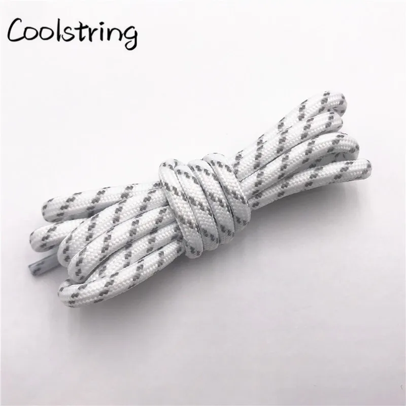 Coolstring Round Striped Rope Laces Beige White Bootlaces Polyester Shoelace Shoestring For Roller Skates Hiking Outdoor Shoes