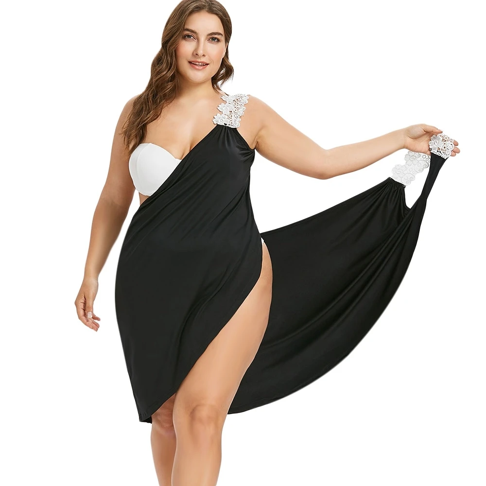 Размера плюс с кружевными тесемочками платье накидка Dress30| |