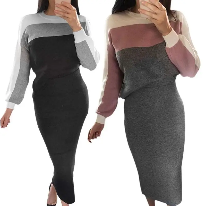 2018 осеннее Сексуальное Женское Платье До Колена с цветными блоками Sheer MeshBoho