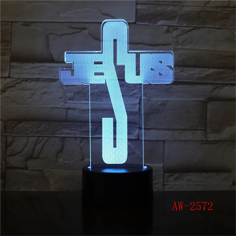 3D USB светодиодный визуальный Домашний Светильник с изображением Иисуса