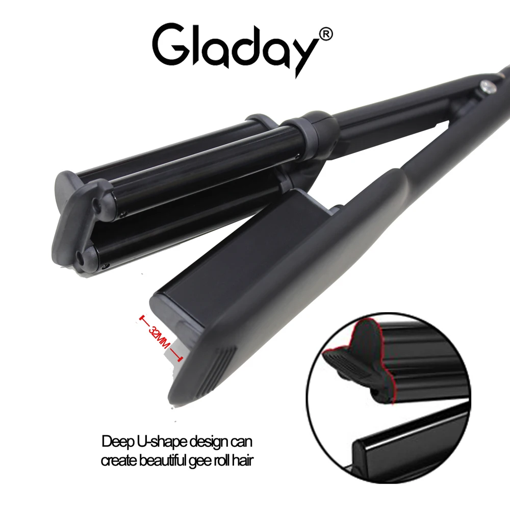 Профессиональные щипцы для завивки волос Gladay керамические бигуди с тремя