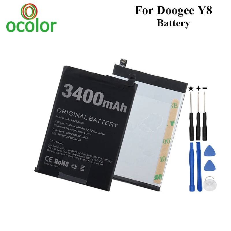 Аккумулятор ocolor Для Doogee Y8 3400 мАч запасной резервный аккумулятор высокой емкости
