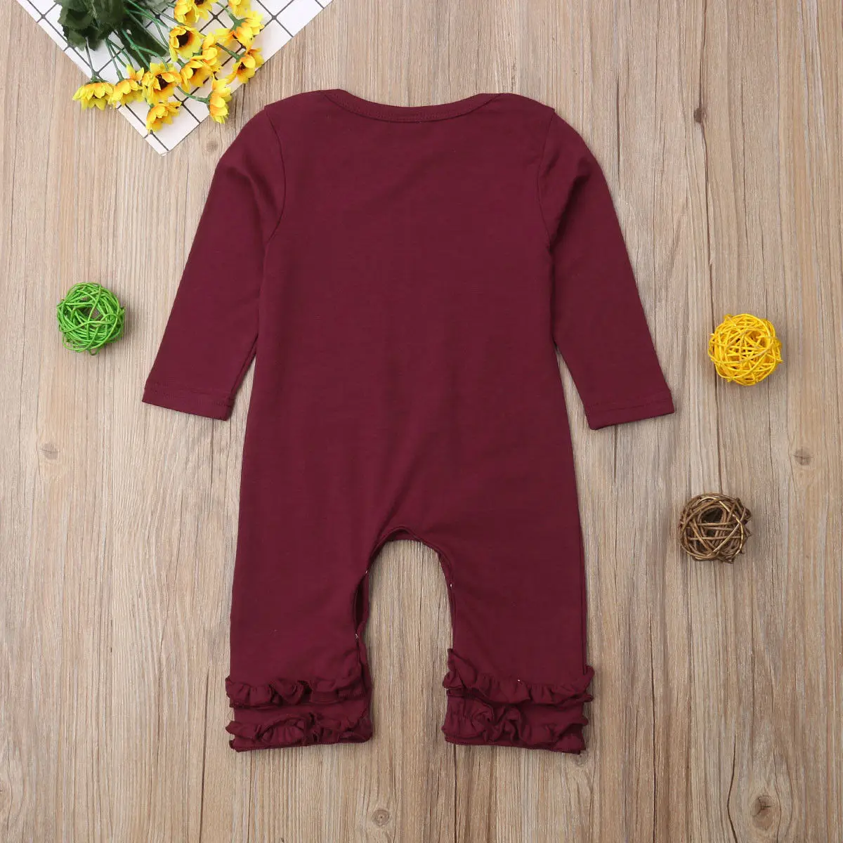 

Flower Newborn Baby Girl Ruffle Romper Long Sleeve Jumpsuit Outfit Clothes 0-18M
