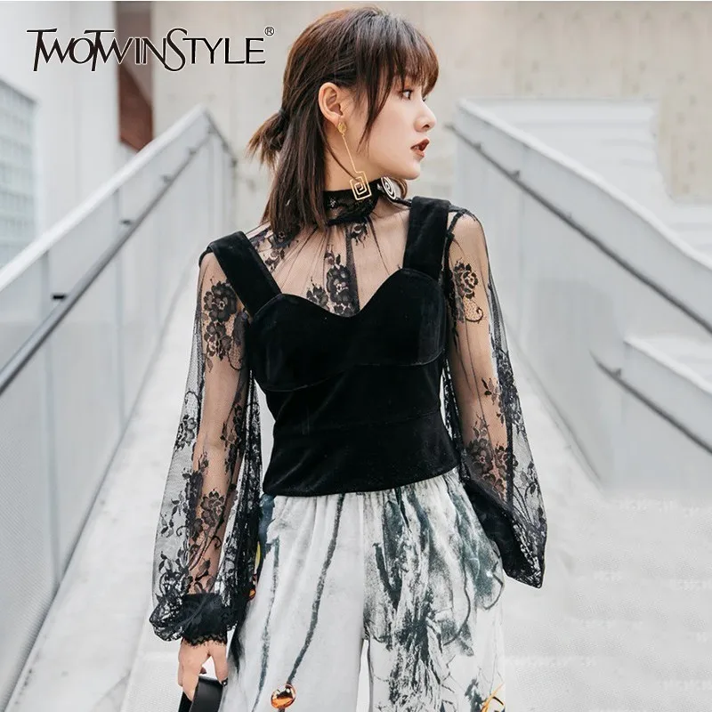 TWOTWINSTYLE пикантные комплекты из двух предметов для женщин с воротником стойкой