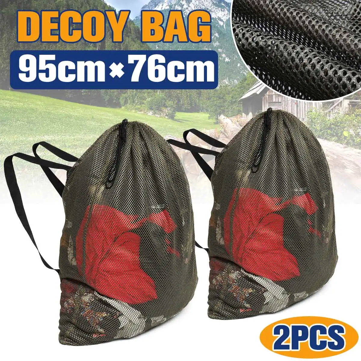 

2Pcs Decoy Mesh Decoy Bags Goose Turkey Decoy Bag For Carrying Turkey Drake Duck Goose Waterfowl Decoys 95x76cm