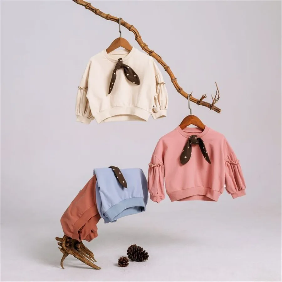 

Girls Hoodies Korean Fashion Lantern Sleeve Sweatshirts For Girls Kids Clothing Newborn Hoodies Girls Sweatshirts Cotton Tops