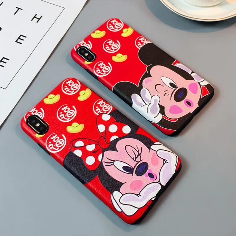 Чехол для телефона Минни Микки iPhone X мягкий силиконовый чехол с милым мультяшным