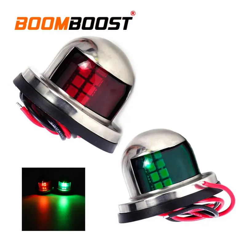 

1 Pair Green Stainless Steel LED For Marine Boat Yacht Sailing Signal Light 12V Starboard and Port Bow Navigation Light Red