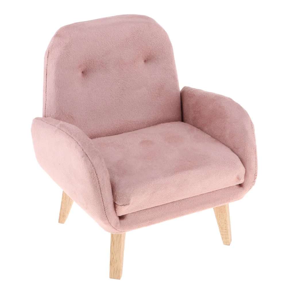 

1/6 Scale Pink Flannelette Japanese Sofa Couch Armchair Model for Dolls House Living Room Bedroom Furniture Decoration