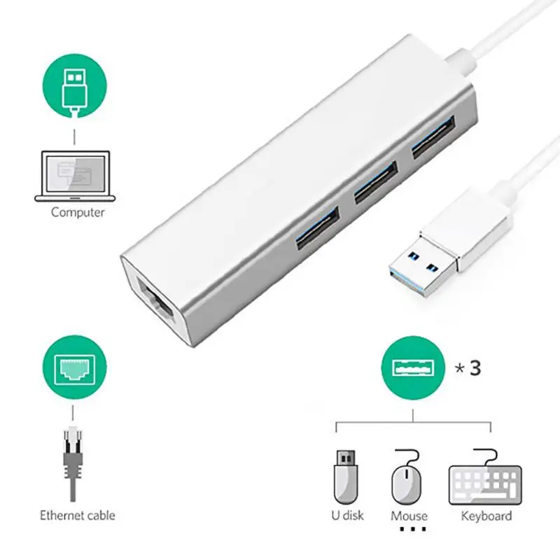 Ult-лучший 3 порта Usb 0 концентратор сетевой адаптер для Ethernet Rj45 Lan гигабитный Sup