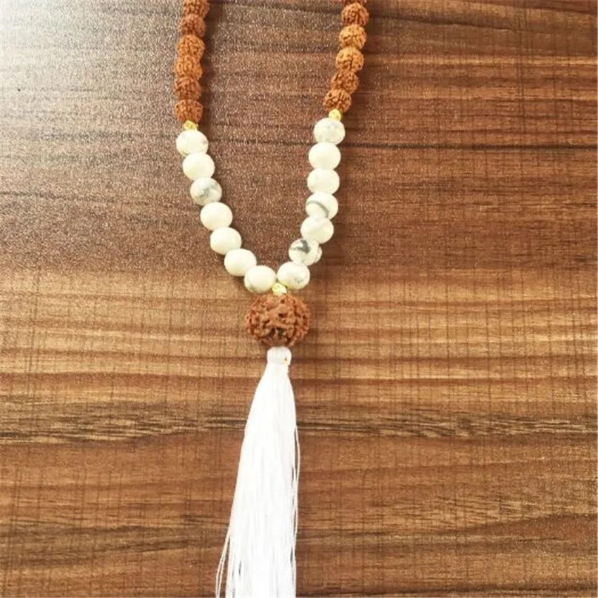 Браслет Howlite Rudraksha 8 мм 108 натуральный чакас Sutra волшебная энергия счастливая цепь