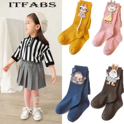 Новинка сезон весна осень детские теплые хлопковые колготки с рисунком животных