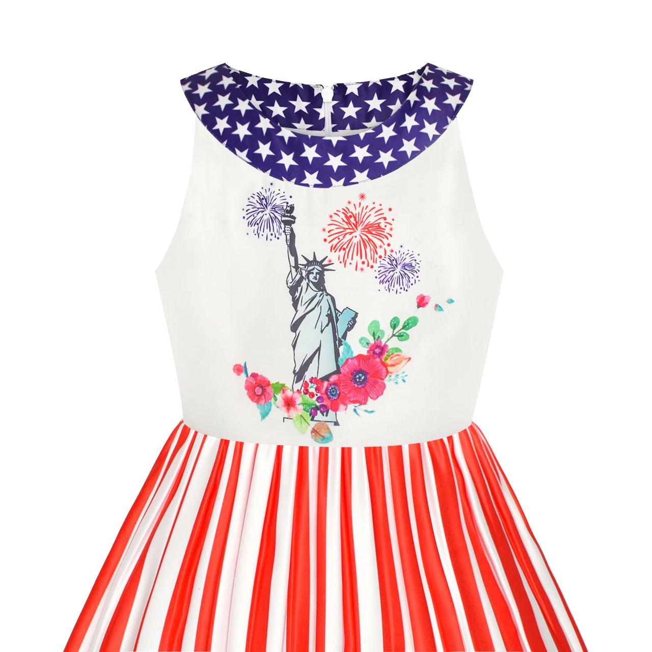 Sunny Fashion платья для девочек новогодние костюмы Американский флаг Национальный