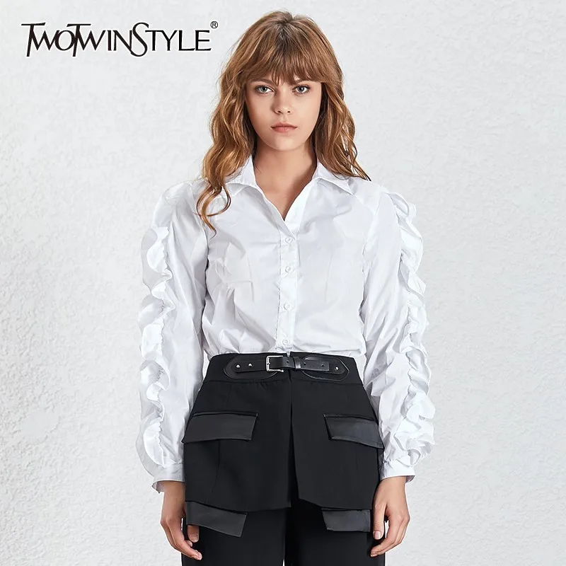 TWOTWINSTYLE повседневная однотонная летняя блузка Топ для женщин 2020 новая мода v