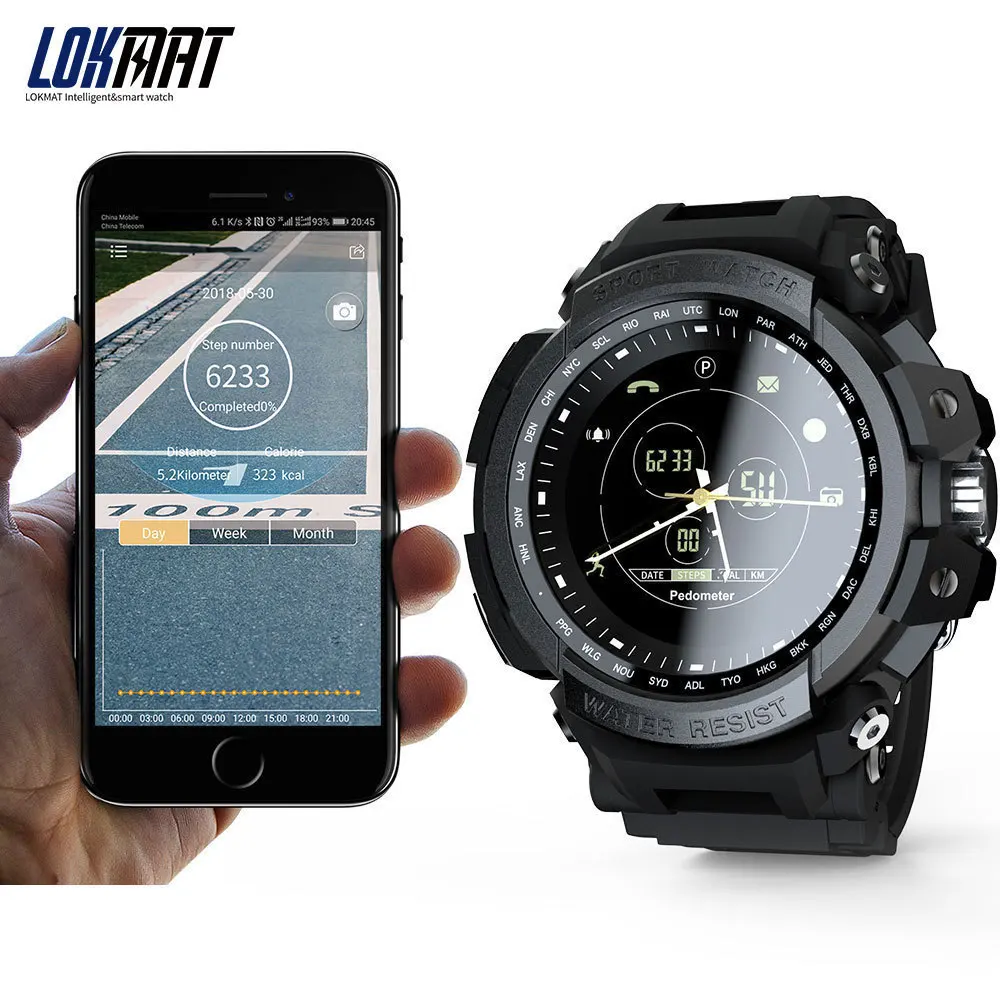 LOKMAT SmartWatch спортивные Шагомер Bluetooth 50 м водонепроницаемые напоминания информации