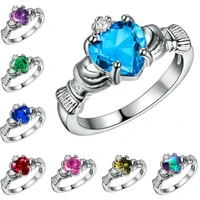 new fashion womens creative crystal heart ring white fire opal engagement ring size 6 9