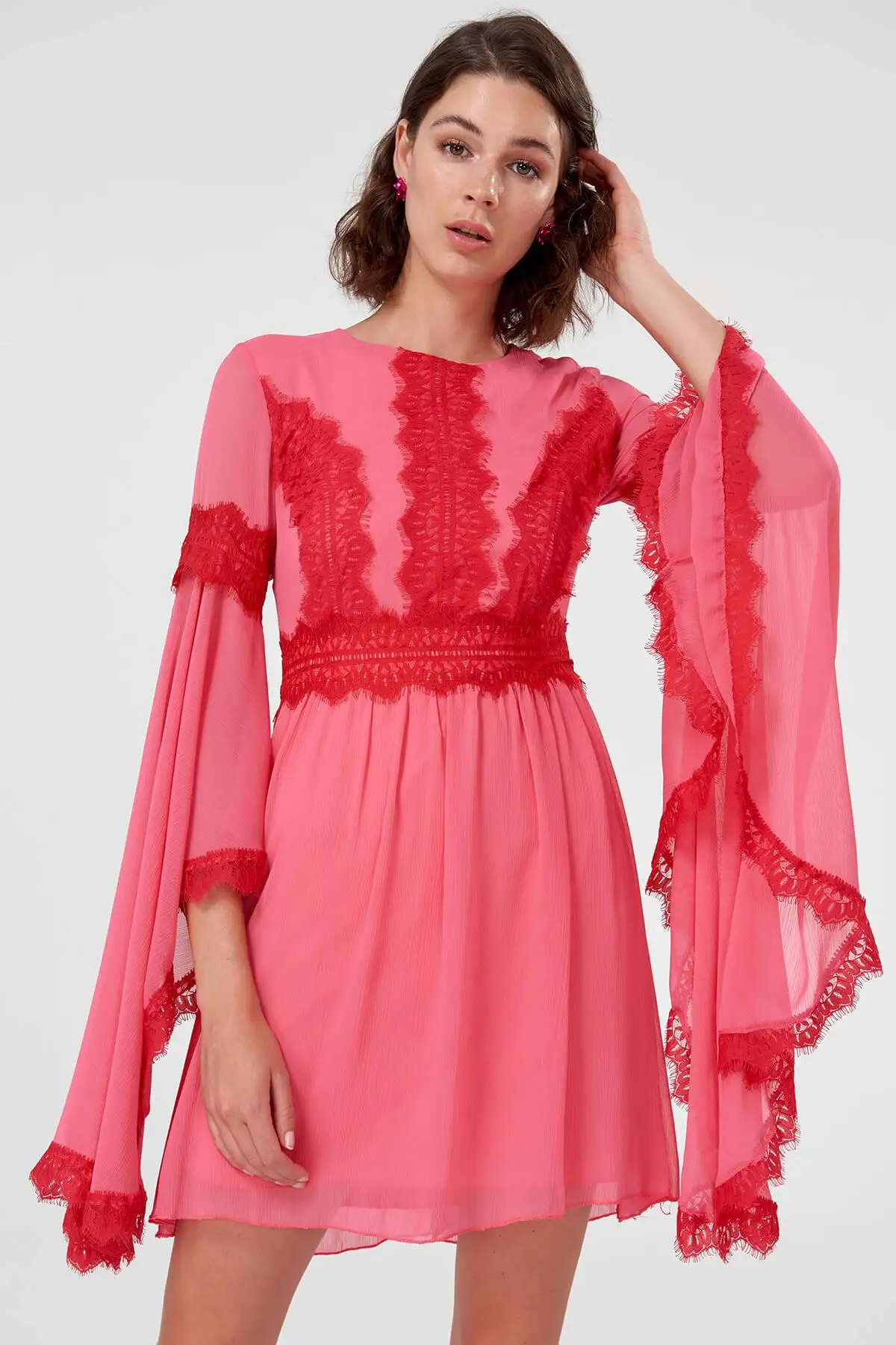 Trendyol Коралловое платье с рукавами маховика TPRSS18FZ0406| |