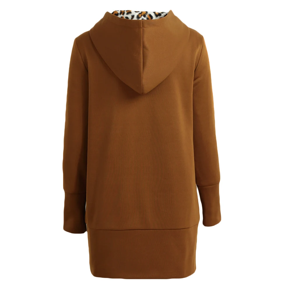 Женское пальто с капюшоном Romacci Abrigos mujer invierno повседневное теплое леопардовой