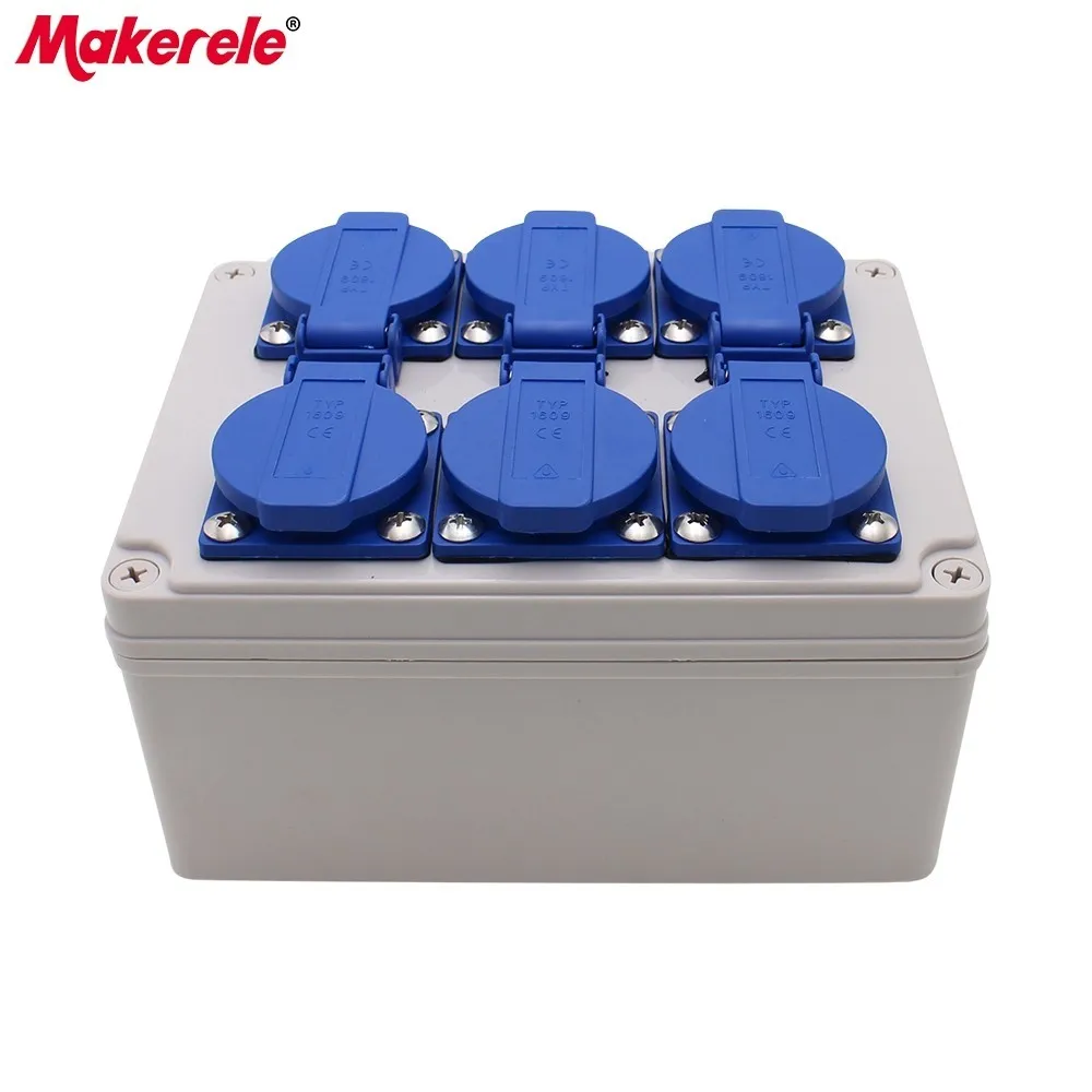 Бытовая водонепроницаемая розетка распределительная коробка 6 отверстий