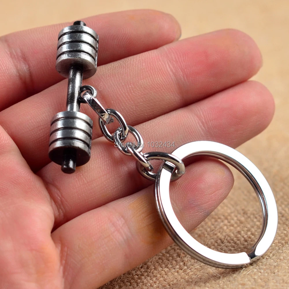 Брелок для ключей в виде гантели 100 шт./лот металлическая модель цепочка подвески