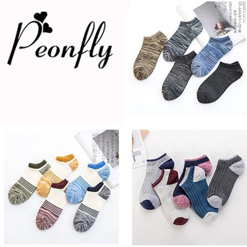peonfly 5 пар / много классических хлопок лодку лодыжку моды смешные цветные носочки