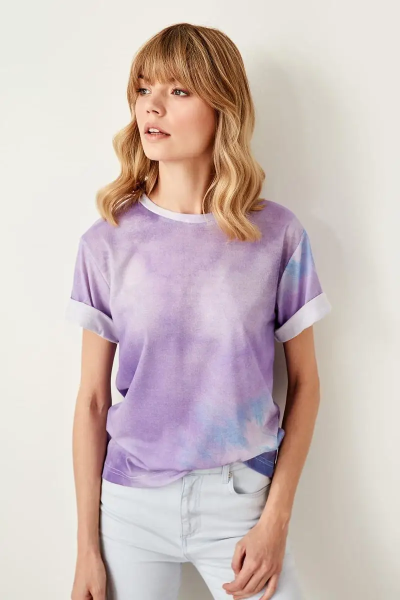 Trendyol фиолетовые Базовые Трикотажные футболки TWOSS19WP0013|Футболки| |