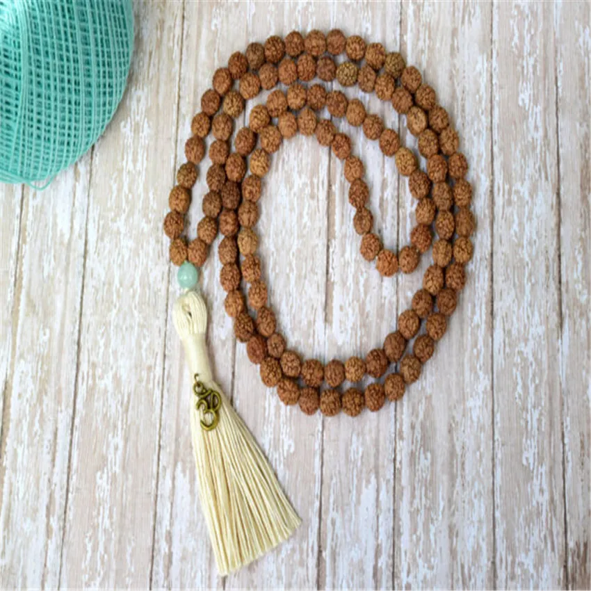Ожерелье Rudraksha природный буддизм браслет на запястье Йога мала чешуль чакра