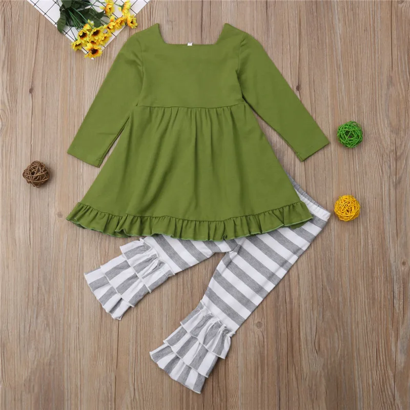 1-5y Fashion Baby Girls Xmas Clothing sets for Kids cotton Long Sleeve Tops Dress+Striped Pants bebe girl Outfits Clothes set | Детская