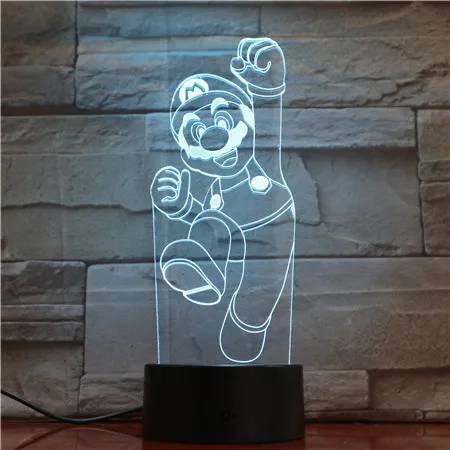 Классическая мультяшная фигурка игры Супер Марио 3D светодиодная USB лампа
