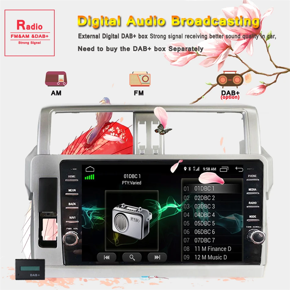 Автомагнитола на Android 10 0 для Toyota Prado 150 2014 2017 9 дюймов 2.5D восемь ядер Wi Fi Bluetooth Видео
