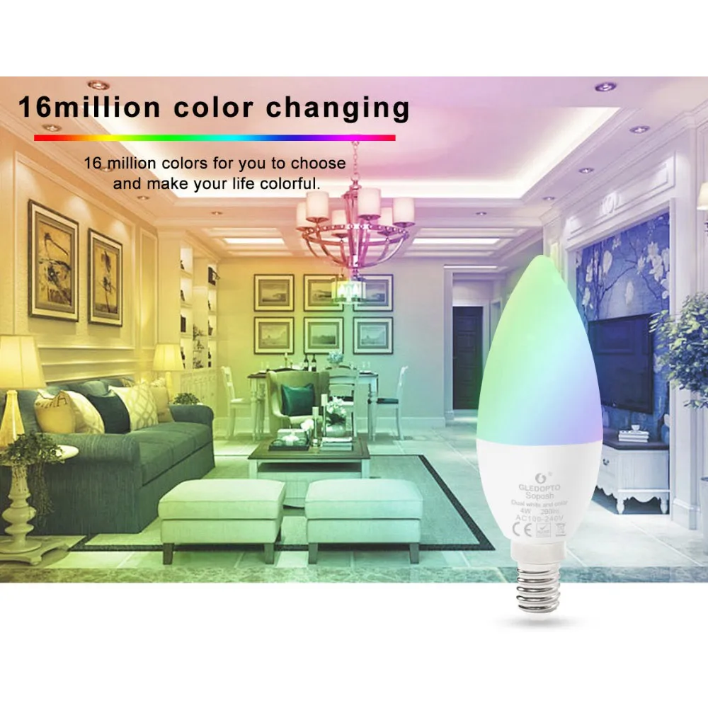 Zigbee ZLL лампы в форме свечи светодиодный светильник E14 E12 4 Вт RGBCCT RGBW/RGBWW CW Смарт