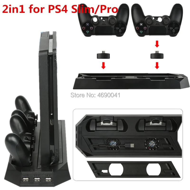 PS4/PS4 Slim/PS4 PRO вертикальная подставка с охлаждающим вентилятором кулер двойной