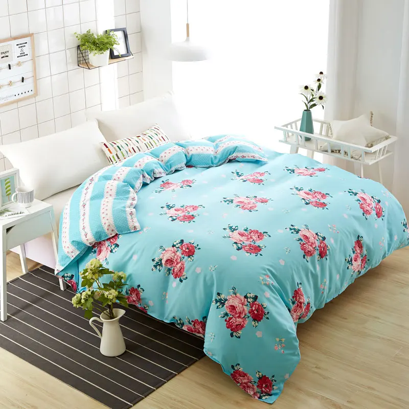 

1PCS Modern Brife Polyester Duvet Cover Plant Flower Reactive Printing Pastoral Style Comforter Cover With Zipper Home Textiles