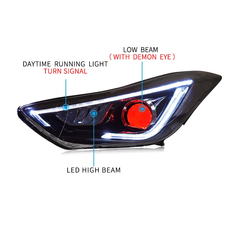 Головной светильник в сборе для Hyundai Elantra 2012 2016 светодиодный Противотуманные фары