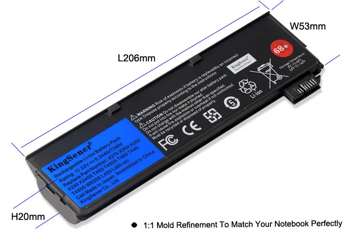 Аккумулятор KingSener для ноутбука Lenovo Thinkpad X270 X260 X240 X240S X250 T450 T470P T450S T440S K2450 W550S 45N1136 45N1738