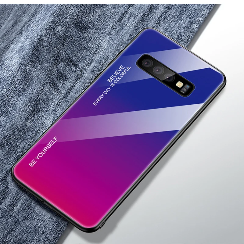 Ocolor для samsung Galaxy S10 чехол телефона закаленное Стекло градиент замена крышки плюс