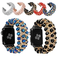 bling pearl beads strap bracelet band stone for apple watch series 4 3 2 1 40mm 44mm 38mm 42mm men women watch band