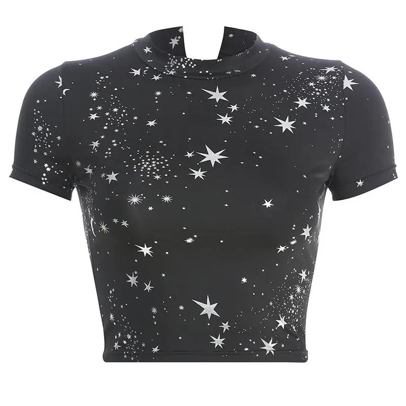 Летний сексуальный клуб элегантные офисные женские повседневные футболки панк