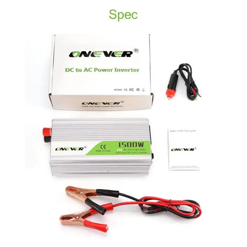 

Onever Inverter DC 12V to AC 220V 1500W Car Power Inverter Converter Power Supply Modified Sine Wave Power with Intelligent Fan