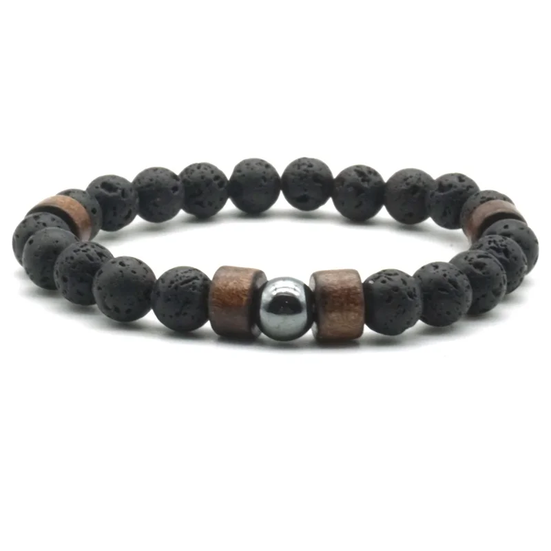 Новый деревянный разделитель 8 мм черный лавовый камень Бусины DIY ароматерапия