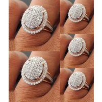 new style women men rose gold rhinestone wedding engagement ring jewelry grace delicate generous anniversary gift