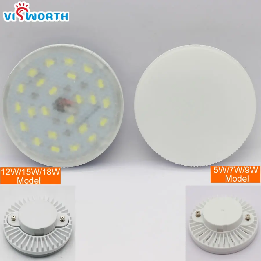 

VisWorth GX53 Led Lamp SMD2835 5W 7W 9W 12W 15W 18W Lampada LED Cabinet LED Bulb Spotlight AC 110V220V Warm Cold White Led Light
