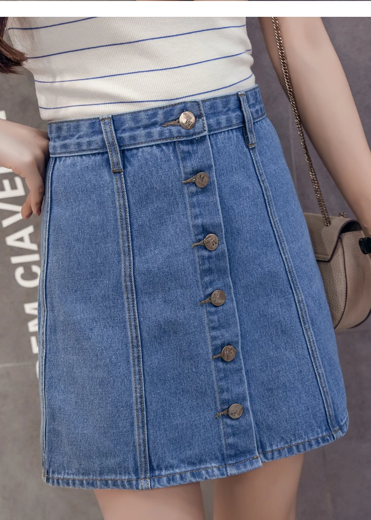 Faldas mujer moda 2019 новая Студенческая юбка с высокой талией А-образная ковбойская
