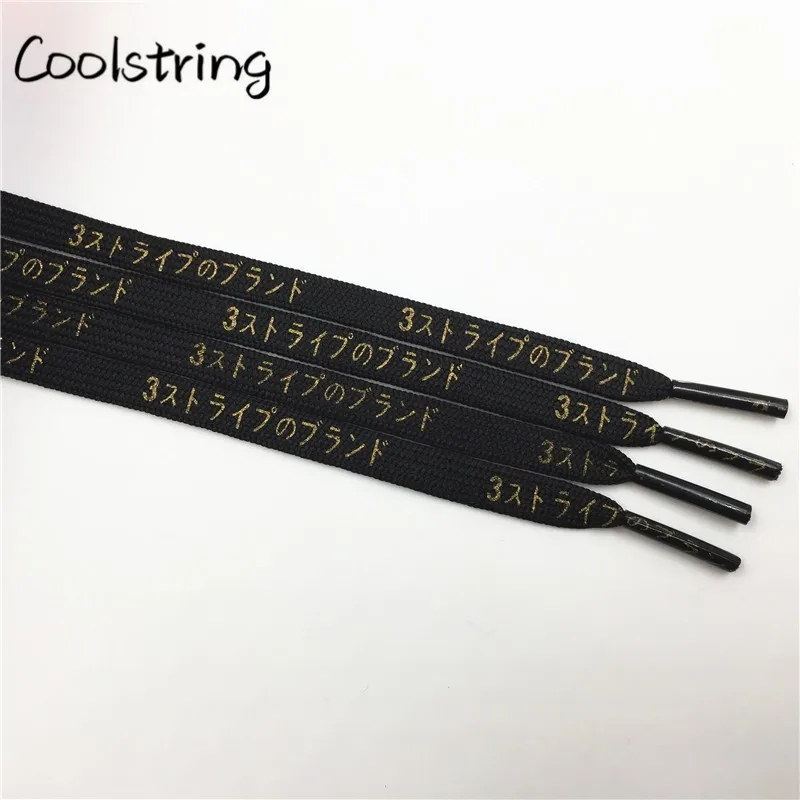Coolstring крутые 7 мм Печатные Hiragana японские Катакана буквы шнурки для обуви Шелкография шнурки черный красный шнурок золотого цвета латчета