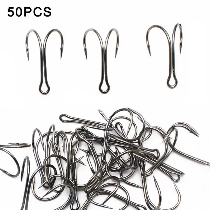 50 шт./упак. Размеры 1 2 4 сталь двойной рыболовный крючок легкий рыбы приманки