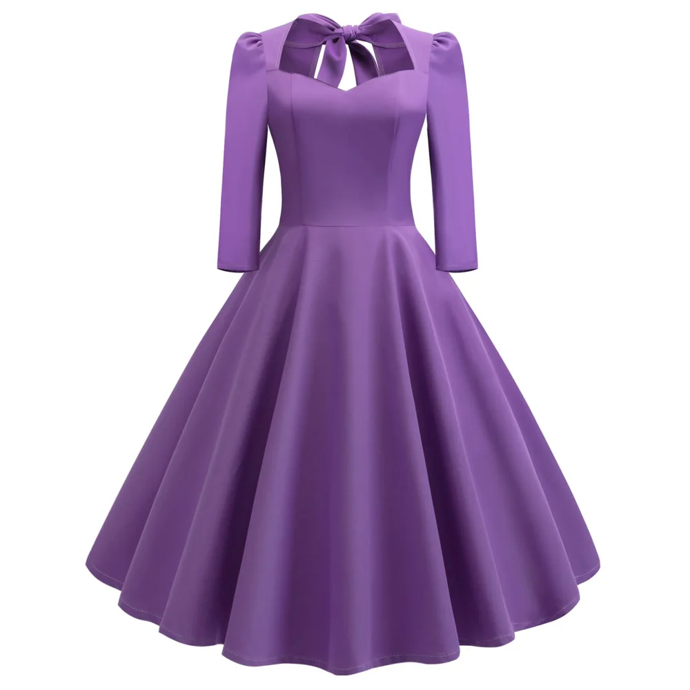 Joineles Сексуальная шея возлюбленной Половина рукава ретро платье Лето цветочный