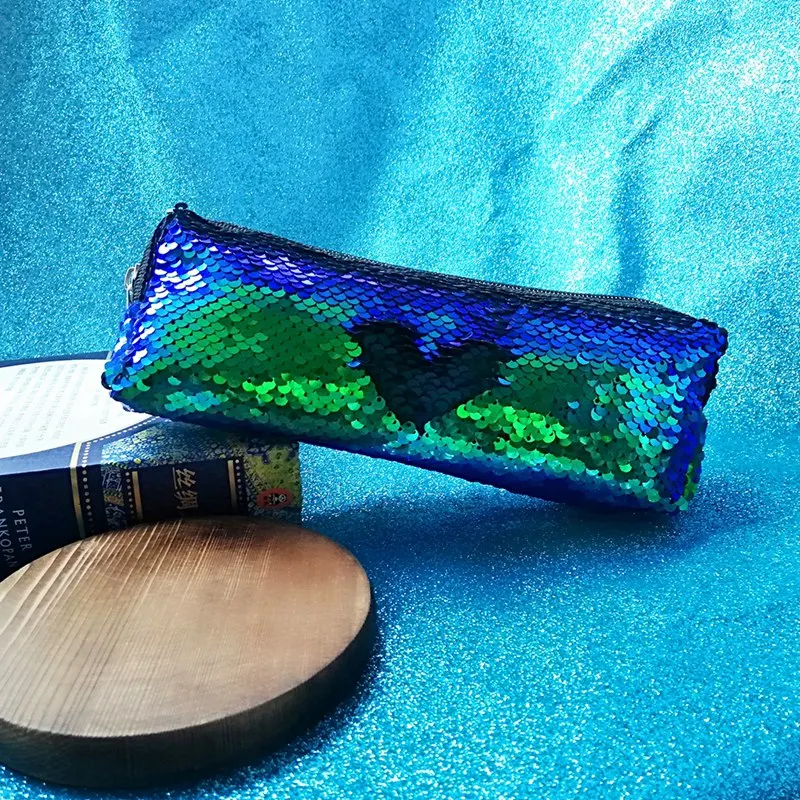 Двусторонний пенал с блестками для девочек школьные принадлежности супер