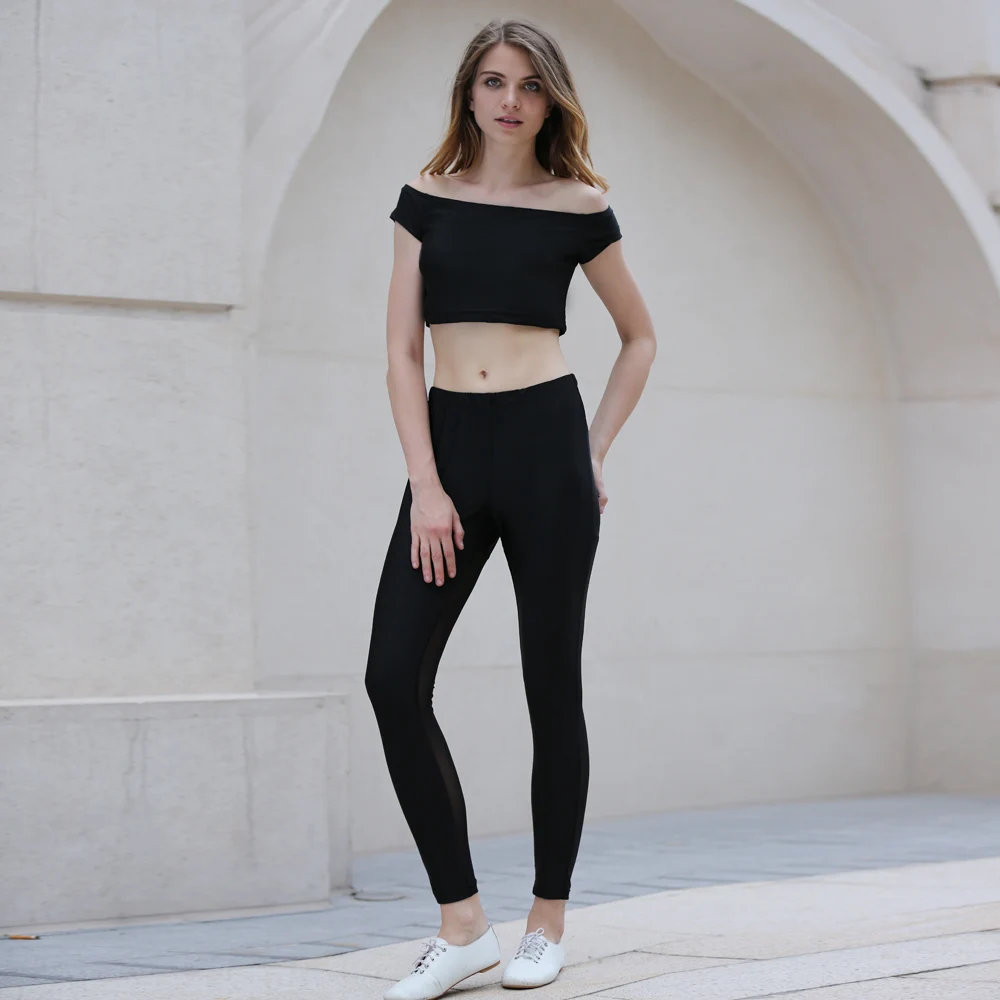 Женский костюм VESTLINDA с коротким рукавом эластичной талией прозрачные леггинсы| |