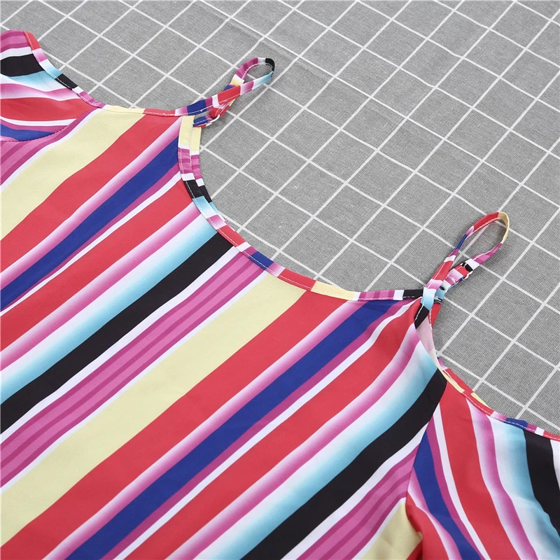 Платья для мамы и дочки одежда в полоску всей семьи платье с открытыми плечами